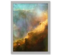 Hubble Space Telescope Image Omega Swan Nebula Region In M17 Golden Gas Clouds In Red Blue Green Galactic Storm Art Print Framed Poster Wall Decor Artery8 Grey A4