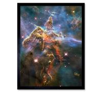 Hubble Space Telescope Image Pillar And Jets HH 901/902 Colourful Carina Nebula View The Largest Star Birth Region In The Milky Way Art Print Framed P Artery8 Black A4