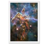 Hubble Space Telescope Image Pillar And Jets HH 901/902 Colourful Carina Nebula View The Largest Star Birth Region In The Milky Way Art Print Framed P Artery8 White A4