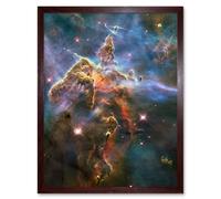 Hubble Space Telescope Image Pillar And Jets HH 901/902 Colourful Carina Nebula View The Largest Star Birth Region In The Milky Way Art Print Framed P Artery8 Brown A4