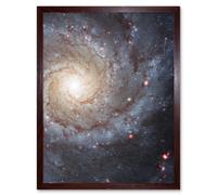 Hubble Space Telescope Image Spiral Galaxy M74 Blue Pink NGC 628 Glowing Gas Star Formation Grand Design Galactic Symmetry Art Print Framed Poster Wal Artery8 Brown A4