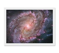 Hubble Space Telescope Image Spiral Galaxy M83 Red Blue Purple Star Formation Southern Pinwheel Supernova Remnants And Star Clusters Art Print Framed Artery8 White A4