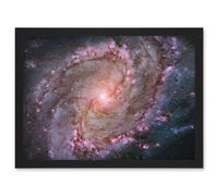 Hubble Space Telescope Image Spiral Galaxy M83 Red Blue Purple Star Formation Southern Pinwheel Supernova Remnants And Star Clusters Art Print Framed Artery8 Black A4