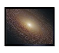 Hubble Space Telescope Image Spiral Galaxy NGC 2841 Blue Pink Emission Nebula Starbirth Region And A Majestic Disk Of Stars And Dust Lanes Art Print F Artery8 Black A4