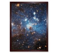 Hubble Space Telescope Image Star Forming Region LH 95 In The Large Magellanic Cloud Blue Haze LMC Galaxy Stellar Nursery Gas And Dust Lanes Art Print Artery8 Brown A4