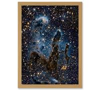 Hubble Space Telescope Image The Pillars Of Creation Blue Haze Near Infrared View Of Eagle Nebula Light Silhouettes Of Stars Dust And Gas Art Print Fr Artery8 Beige A4