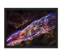 Hubble Space Telescope Image Veil Nebula Supernova Remnant Blast Wave Stunning Massive Star Debris Remains Art Print Framed Poster Wall Decor Artery8 Black W12 inch x H16 inch