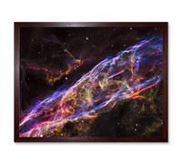Hubble Space Telescope Image Veil Nebula Supernova Remnant Blast Wave Stunning Massive Star Debris Remains Art Print Framed Poster Wall Decor Artery8 Brown W12 inch x H16 inch