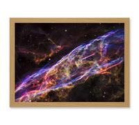 Hubble Space Telescope Image Veil Nebula Supernova Remnant Blast Wave Stunning Massive Star Debris Remains Art Print Framed Poster Wall Decor Artery8 Beige A4