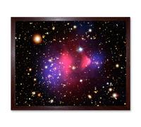 Hubble Space Telescope Image Visible-Light X-Ray Composite Image Galaxy Cluster 1E 0657-556 Created Dark Matter Clumps Blue And Pink Gas Emissions Art Artery8 Brown A4