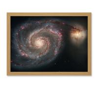 Hubble Space Telescope Image Whirlpool Galaxy M51 Companion Swirling Structures Dust Clouds Gas Spiral Staircases Pink Blue Star Birth Regions Art Pri Artery8 Beige W12 inch x H16 inch