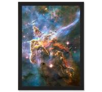 Hubble Space Telescope Landscape Carina Nebula Cosmos Artwork Framed Wall Art Print A4 Artery8 Black One Size