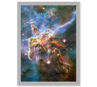 Hubble Space Telescope Landscape Carina Nebula Cosmos Artwork Framed Wall Art Print A4 Artery8 Light Grey One Size