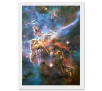 Hubble Space Telescope Landscape Carina Nebula Cosmos Artwork Framed Wall Art Print A4 Artery8 White One Size
