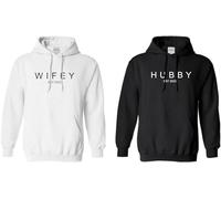 Hubby & Wifey Personalised Wedding Hoodie Just Married Hoody Husband and Wife White