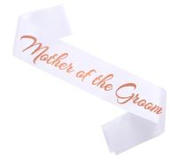 HUBEISIYU Mother of the Groom Sash, Funny Bachelor Sashes for Engagement Gift Idea Wedding Party Decorations Bachelorette Party Supplies, White + Rose Gold(Mother of the Groom)
