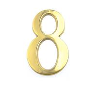 HUBER House Number 8 Shiny Brass 20 cm Elegant 3D Design