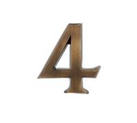 Huber house number brass antique 10 cm, elegant 3D design