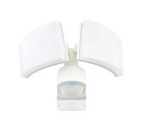 HUBER LED Spotlight with Motion Sensor 360° 2 x 20 W, 4400 lm - 3 Sensors, Matrix Lenses and Area Limiting, Wall and Corner Mounting, IP65, White