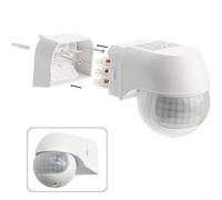 HUBER Motion Detector with PIR Technology 180° Detection Angle 12m Range Adjustable Twilight Sensitivity 3-2000 Lux IP44 Splash-Proof for Outdoor and Indoor