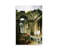 Hubert Robert Painter Works《Ruins of A Roman Bath with Washerwomen》Poster Room Aesthetic Print Art Wall Painting Canvas Gifts Modern Bedroom Decor 12x18inch(30x45cm)