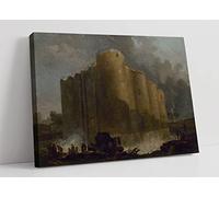 Hubert Robert The Bastille in the First Days of its Demolition Canvas Wall Art Picture Print - 47 inch wide x 32 inch high (Frame Depth 30mm)