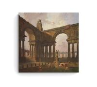 Hubert Robert（the Landing Place ） Wall Art Posters Artworks Picture Print Wall Art Painting Canvas Decor Homes Decorative 20x20inch(50x50cm)