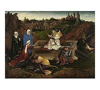 Hubert Van Eyck oder Jan Van Eyck Three Marys At Tomb Kunstdruck auf Leinwand, Premium-Wanddekoration, Poster Wandbild