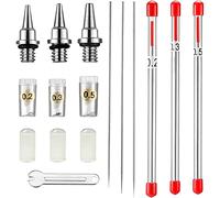 HUBEST 10 Pieces Airbrush Replacement Parts Kit - Compatible with Most Standard Airbrushes - Includes 0.2/0.3/0.5mm Nozzles & Needles, 3 Silicone Protective Covers & Wrench for Spray Gun Maintenance