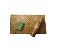 HubewaGlobal Bamboo Woven Floor Mat, Rectangular, Natural Carbonized, Anti-slip, Absorbent, Bathroom, Kitchen, Entryway Mat
