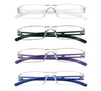 Hubeye 4 Pack Frameless Reading Glasses Ultralight Transparent Rimless Blue Light Blocking Computer Reader 1.00