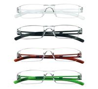 Hubeye 4 Pack Frameless Reading Glasses Ultralight Transparent Rimless Blue Light Blocking Computer Reader 1.00