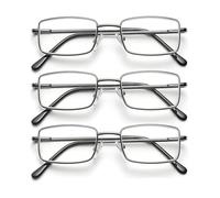 Hubeye Metal Reading Glasses for Men Blue Light Blocking Square Rectangle Computer Readers Spring Hinges Anti Eyestrain/Glare/UV Ray Mens Eyeglasses(Dunkelgrau,1.0)