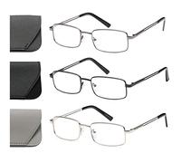 Hubeye Progressive Multifocus Reading Glasses for Men Metal Half Frame TR90 Temples Blue Light Blocking Computer Readers (Black+Green, 1.50)