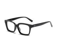 Hubeye Retro Oversized Large Frame Reading Glasses for Women Men Black Square Fashion Bold Style Blue Light Blocking Computer Reader for Office Home (Black, 1.25)