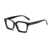 Hubeye Retro Oversized Large Frame Reading Glasses for Women Men Black Square Fashion Bold Style Blue Light Blocking Computer Reader for Office Home (Black, 3.50)