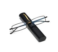 Hubeye Slim Pen Reading Glasses Tube Reader Glasses Men Women Anti Blue Light Small Reader Spring Hinged Eyeglasses with Portable Clip Case 3.00