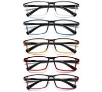 Hubeye Square Reading Glasses for Women Men Lightweight Clear Lens Blue Light Blocking Glasses with Spring Hinge Flexible TR90 Computer Eyewear