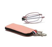 Hubeye Ultra Thin Folding Reading Glasses with Keychain Compact Bags for Men Women Blue Light Blocking Spring Hinge Portable Pocket Foldable Readers 1.00