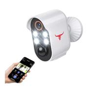 HubFlashy 1080p Wireless Security Camera with Spotlights for Indoor Outdoor Use, Bullet Surveillance Cam, AI Human Detection, 2-Way Talk, Color Night Vision, Cloud Storage, 2.4G WiFi (4 Spotlights)