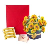 HUBGFEQ 3D Heart-Shaped Greeting Card Creative Holiday Card Valentine'S Day Wedding Holiday Thank-You Card-Sunflower S