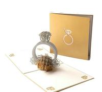 HUBGFEQ 3D Heart-Shaped Greeting Card Creative Holiday Card Valentine'S Day Wedding Holiday Thank-You Card-Diamond Ring