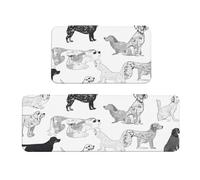 HUBGFEQ Cute Dachshund Dog Kitchen Mats for Floor Set of 2 | Non-slip Kitchen Rug and Runner Set, Washable Wipeable Standing Mat Sink Floor Mat, 17"x29.5"+17"x47.2"