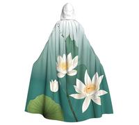 HUBGFEQ Dragonfly with Water Lily Halloween Hooded Cape Cloak | Adult Cosplay Costume Robe Full-Length Medieval Wrap with Oversized Hood and Tie for Roleplay Masquerade Themed Events