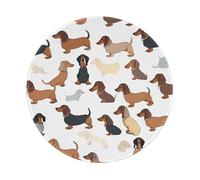 HUBGFEQ I Love My Dog Dachshunds Round Mousepad 7.9 Inch, Non-Slip Rubber Base and Stitched Edges Desk Mat for Office Gaming