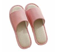 HUBGFEQ Linen Slippers Unisex Breathable Indoor Non-Slip Comfortable Flat Sole Shoes for Couples, Red Excursion Plain Getaway Solids, 36/37 EU