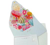 HUBGFEQ Premium 3D Pop-Up Creative Card Set, Floral Birthday Christmas Postcards, Romantic Party Decoration-05-1 Set