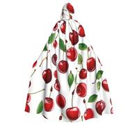HUBGFEQ Red Cherries Halloween Hooded Cape Cloak | Adult Cosplay Costume Robe Full-Length Medieval Wrap with Oversized Hood and Tie for Roleplay Masquerade Themed Events
