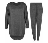 HUBIBUBI 2 Piece Tracksuit Set for Women | Casual Loungewear High Low Longline Top & Matching Bottoms | Trendy Comfy Lounge Set Outfit | Sizes 8-22