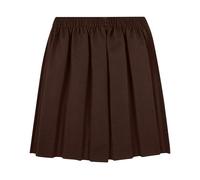 HUBIBUBI Back to School Girls Skirt | Stretch Waist Box Pleated Uniform Skirt | Summer Formal School wear Bottom Round Full Elasticated Ages 2-18 Years Brown